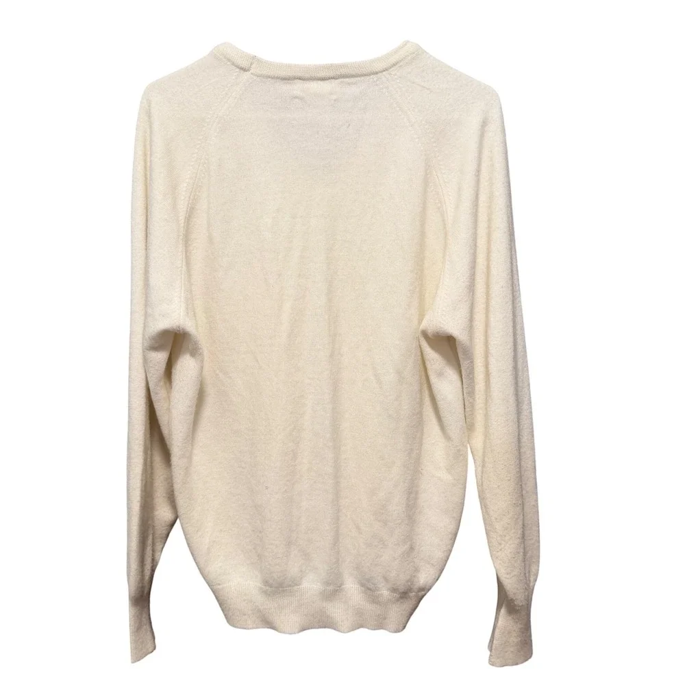 Vintage Pro Golfer Hornungs V-Neck Sweater Mens Large Off White Orlon USA Made‎